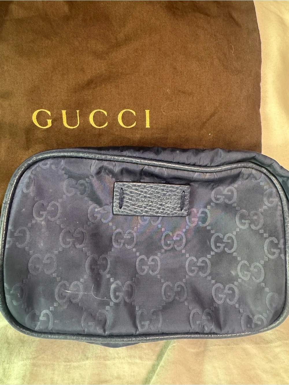 Gucci Navy GG Monogram Toiletry Pouch